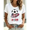 Ilstile 2026 SUA Canada Mexic Fotbal Steag Pumn Imprimat Tricou Casual Mânecă Scurtă Gât Rotund Tricou Cadou Fan Fotbal Feminin Zilnic