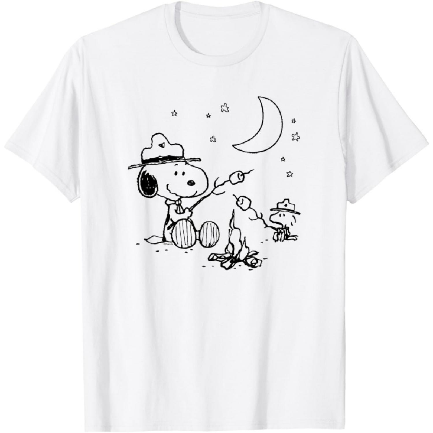 Peanuts - Snoopy And Woodstore Camping With Smores T-Shirt XXXXXL белый