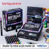 LANGUO 48/12 Metal Colors Dual Tip Direct Liquild Markers No Bleed Overlay Soft Tip Art School Supplies Stationery for DIY