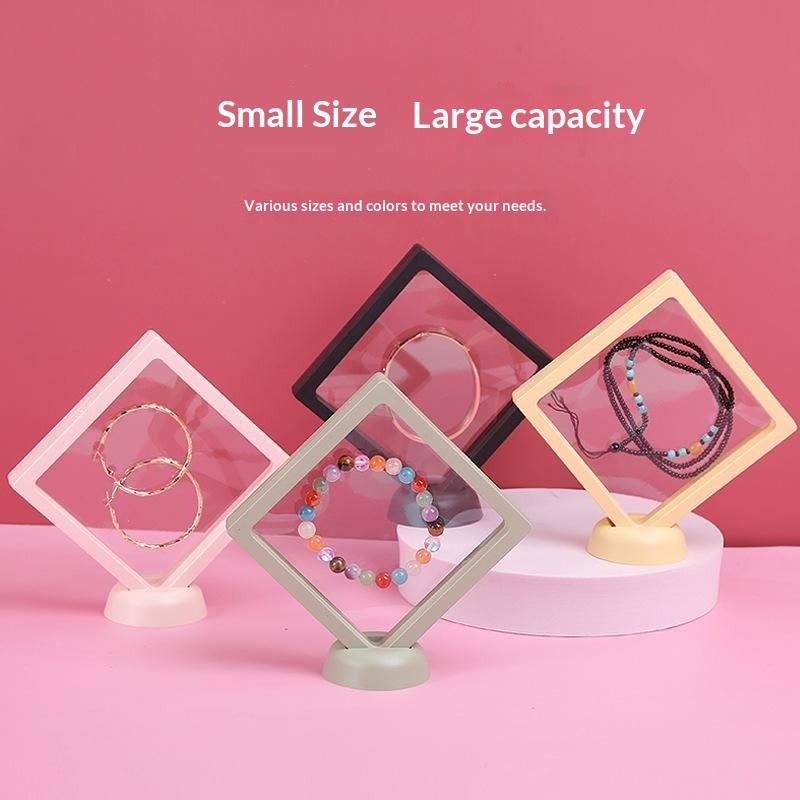Pe Film Suspension Jewelry Box Clear Display Case Dustproof Jewelry Storage Holder For Earring Necklace Ring Bracelet Collection