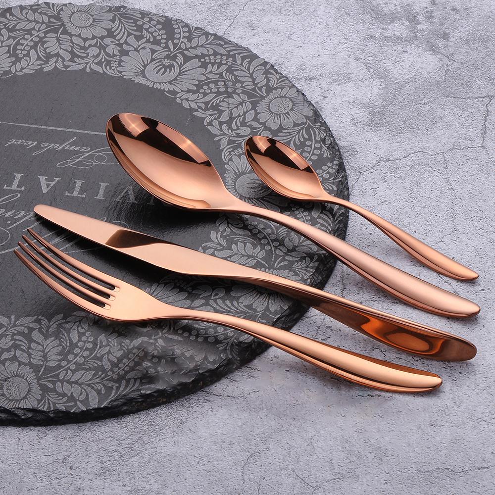 16/20 Pieces Gold Cutlery Set Stainless Steel Tableware Dinnerware Knife Fork Spoon Set Flatware Sliverware Utensils For Kitchen
