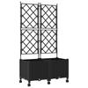 Planter with Trellis and Wheels 2 Pcs Black PP