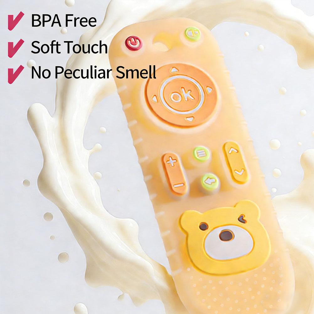 Baby Silicone Remote Control Teether Toys Cartoon Teething Stick Soothing Bite Toys Anti Hand Biting Teether for Infants Toddlers