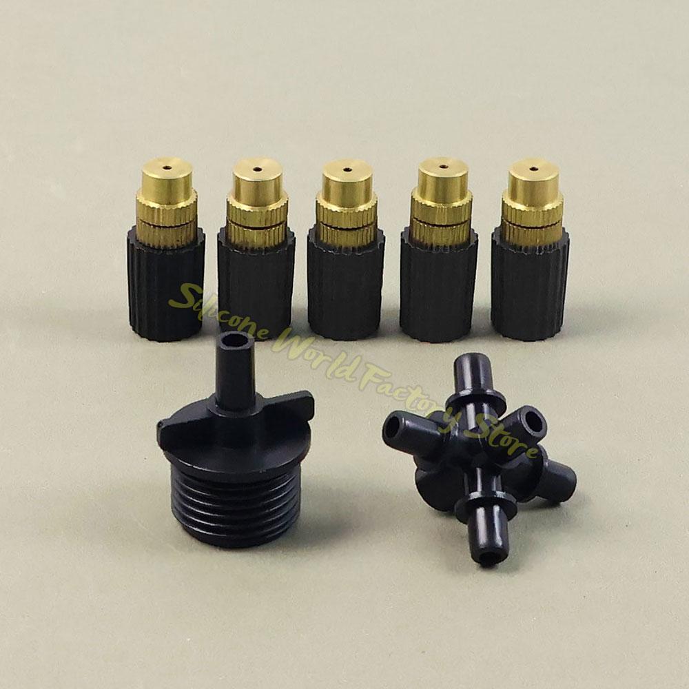 Silicone World 5-Way Adjustable Horticultural Atomizing Nozzle Kit Garden Greenhouse Plant Irrigation Tools Automatic Sprinkler