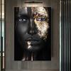 Gold and Black Woman Canvas Painting African Women Posters and Prints Cuadro Modern Wall Art Pictures for Living Room Decoration