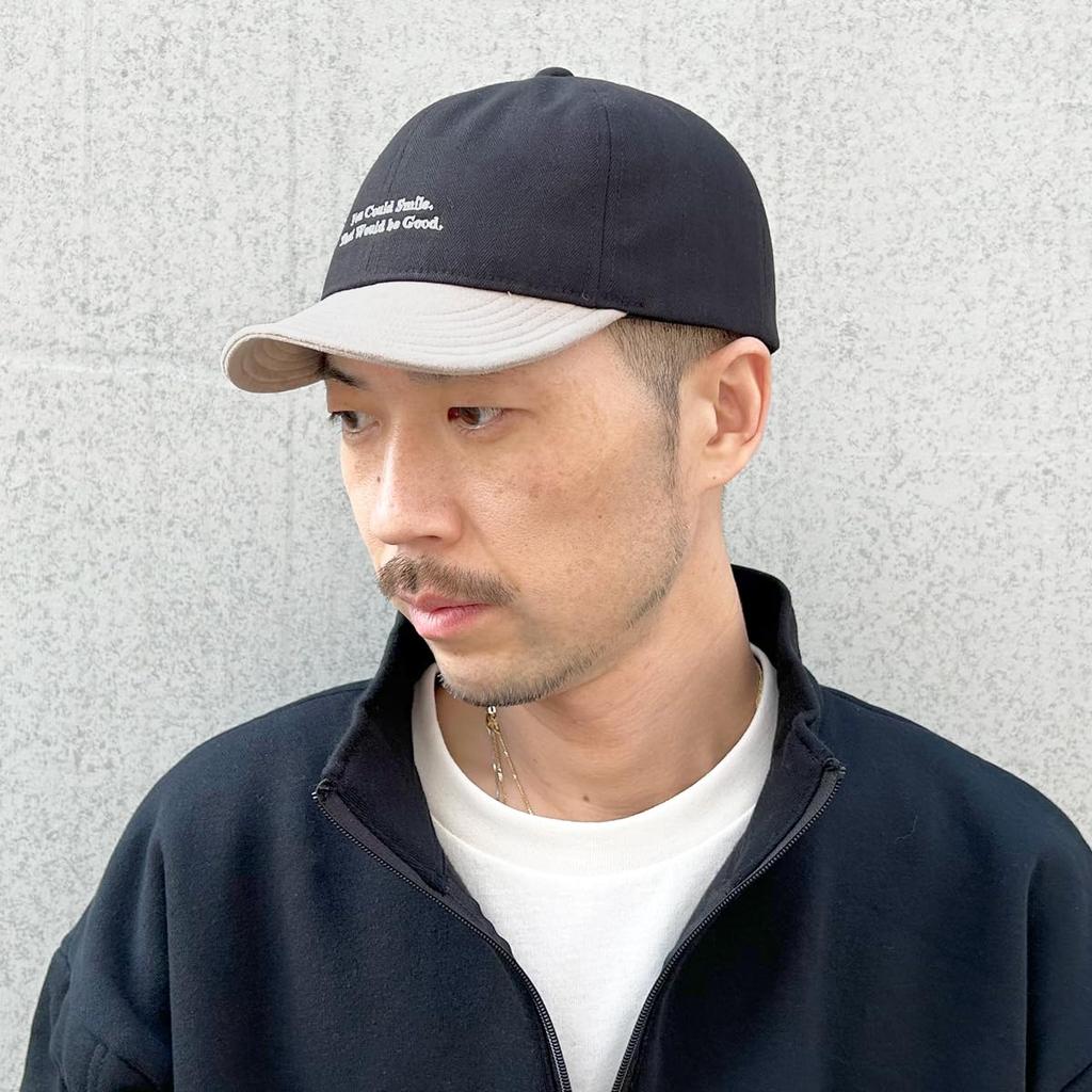Basic Ench Umpire Cap Short Brim Embroidery Washable Antibacterial Deodorant Black Two-Tone 57-59cm