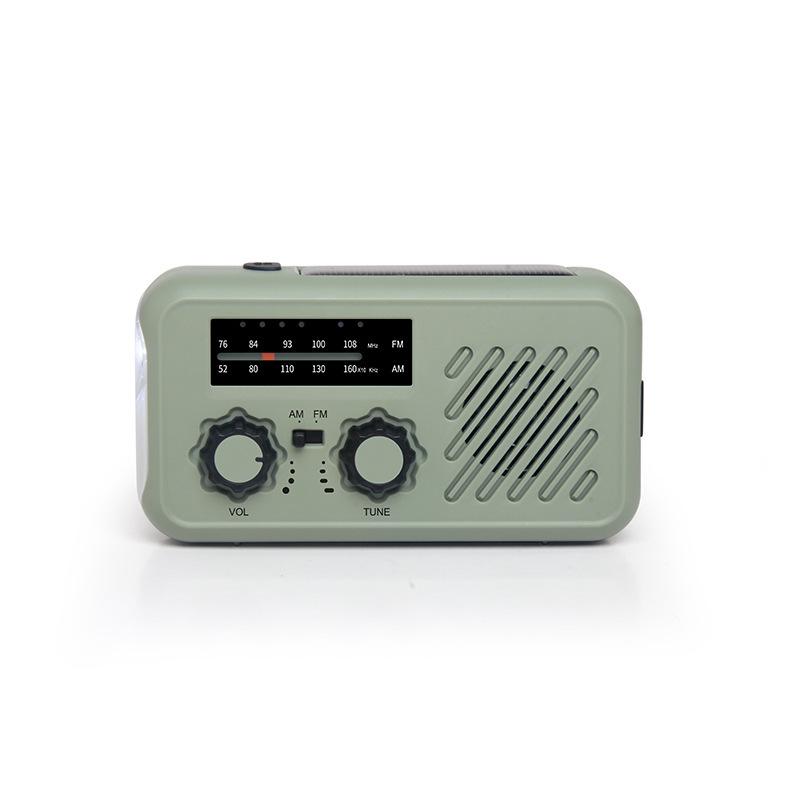 All-Hazard Solar-Powered Hand-Crank Emergency Radio & Flashlight with Dual-Channel Stereo