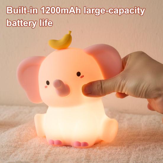 Elefant Nachtlicht Silikon BPA-frei Dimmbar Touch-Steuerung Nachtlampe 2-stufig dimmbar Wiederaufladbar Auto-Off-Timer Nachtlampe Kinderzimmerdeko