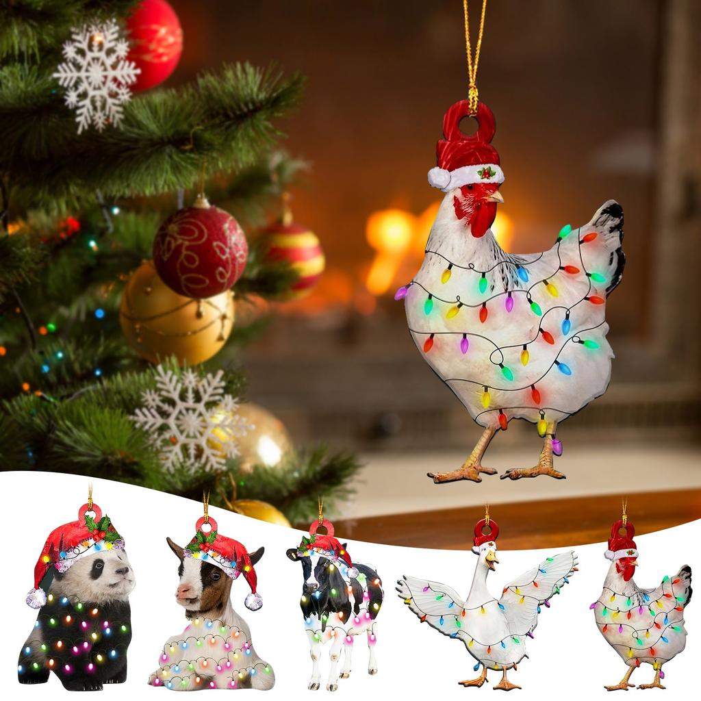 Christmas Tree Ornaments, Acrylic Hanging Xmas Tree Decoration Home Car Backpack Pendant Gift For Kids