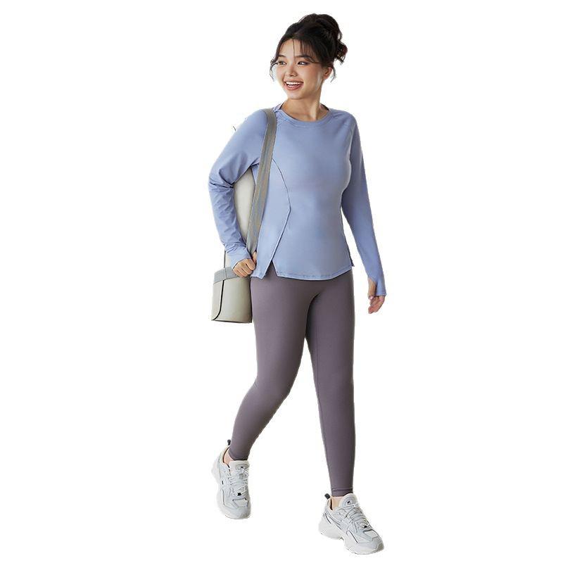 Women's Plus Size Long Sleeve Quick-Dry Yoga Top