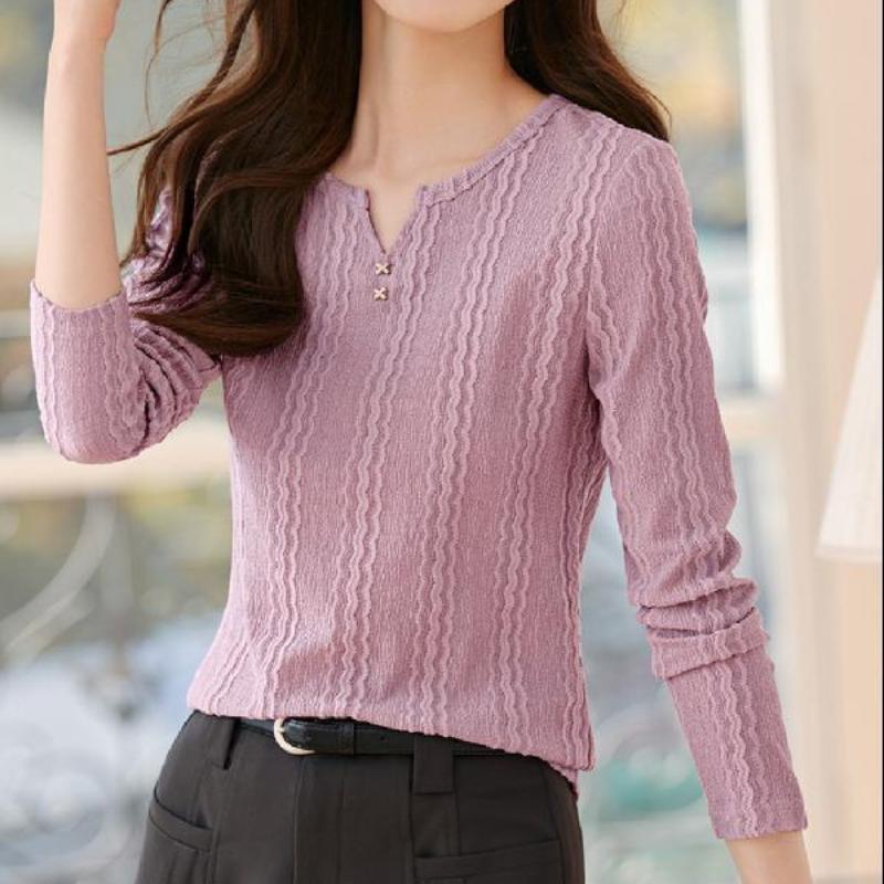 

Футболка с круглой горловиной, универсальной фактурой, с пружинной передней частью на плече, повседневная футболка для женщин 3XL розовый