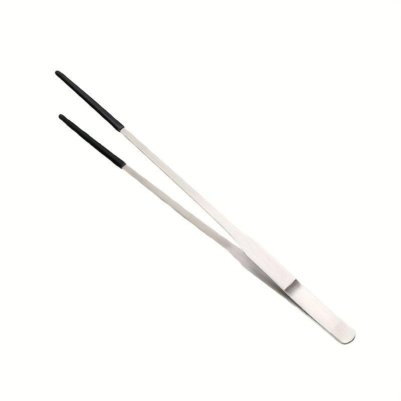 Stainless Steel Reptile Feeding Tongs with Rubber Tips, 10, 15.24cm Straight & Curved Long Tweezers for Aquarium or Crafts