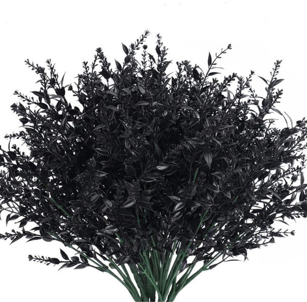 Black Halloween Decoration Plastic Fake Flowers Eucalyptus Rose Lavender Bundle Thanksgiving Flowers Thanksgiving
