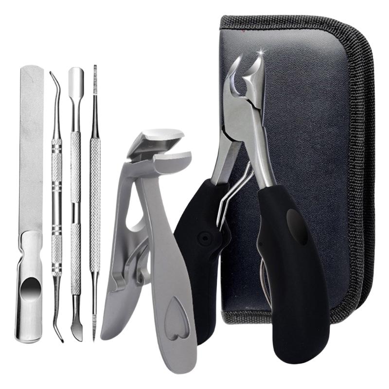 6 Pcs/Set Large Opening Nail Clippers Stainless Steel Fingernail Clippers Angled Head Toenail Clippers for Seniors