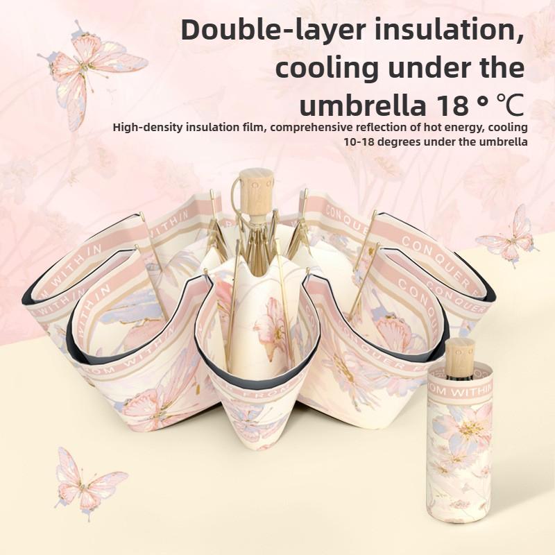 Double Sided Double Layer Sun Protection Umbrella UV Blocking Folding Umbrella for Women Stylish Design