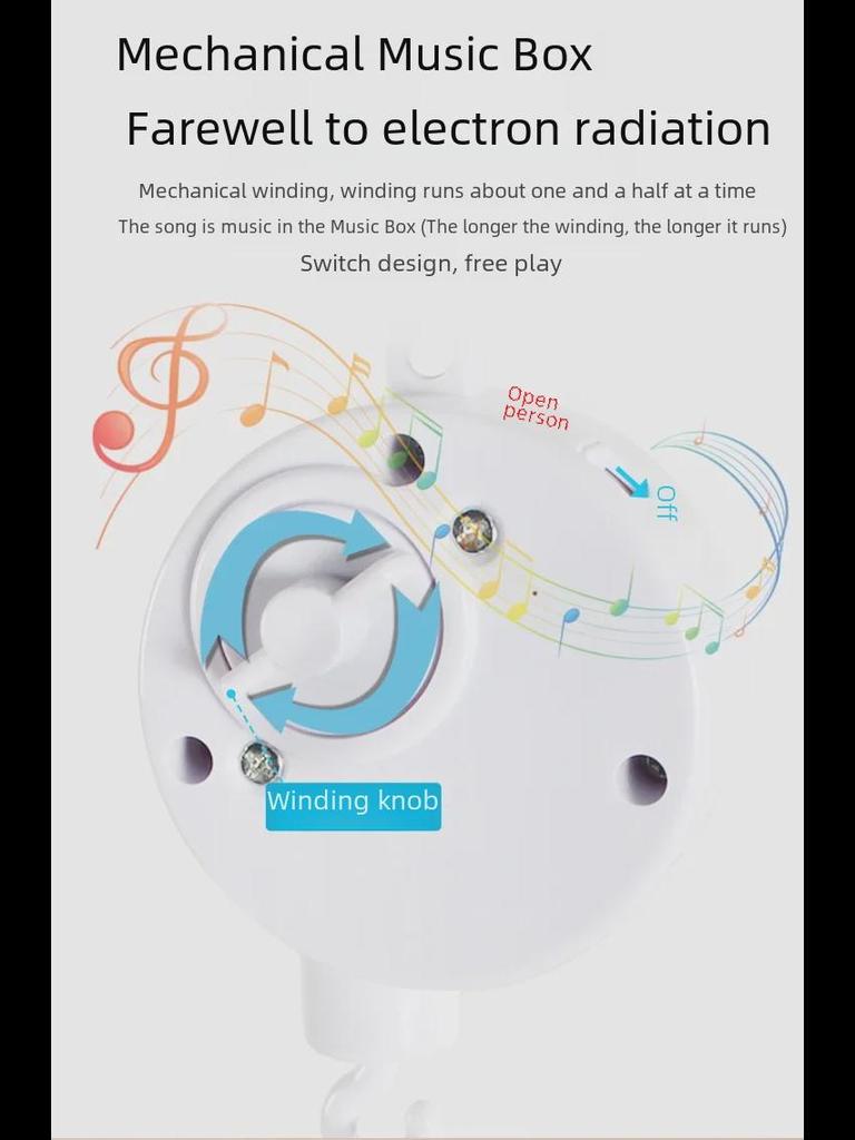 Musical Rotating Baby Mobile - Soothing Bedside Hanging Toy with Soft Doll Pendants