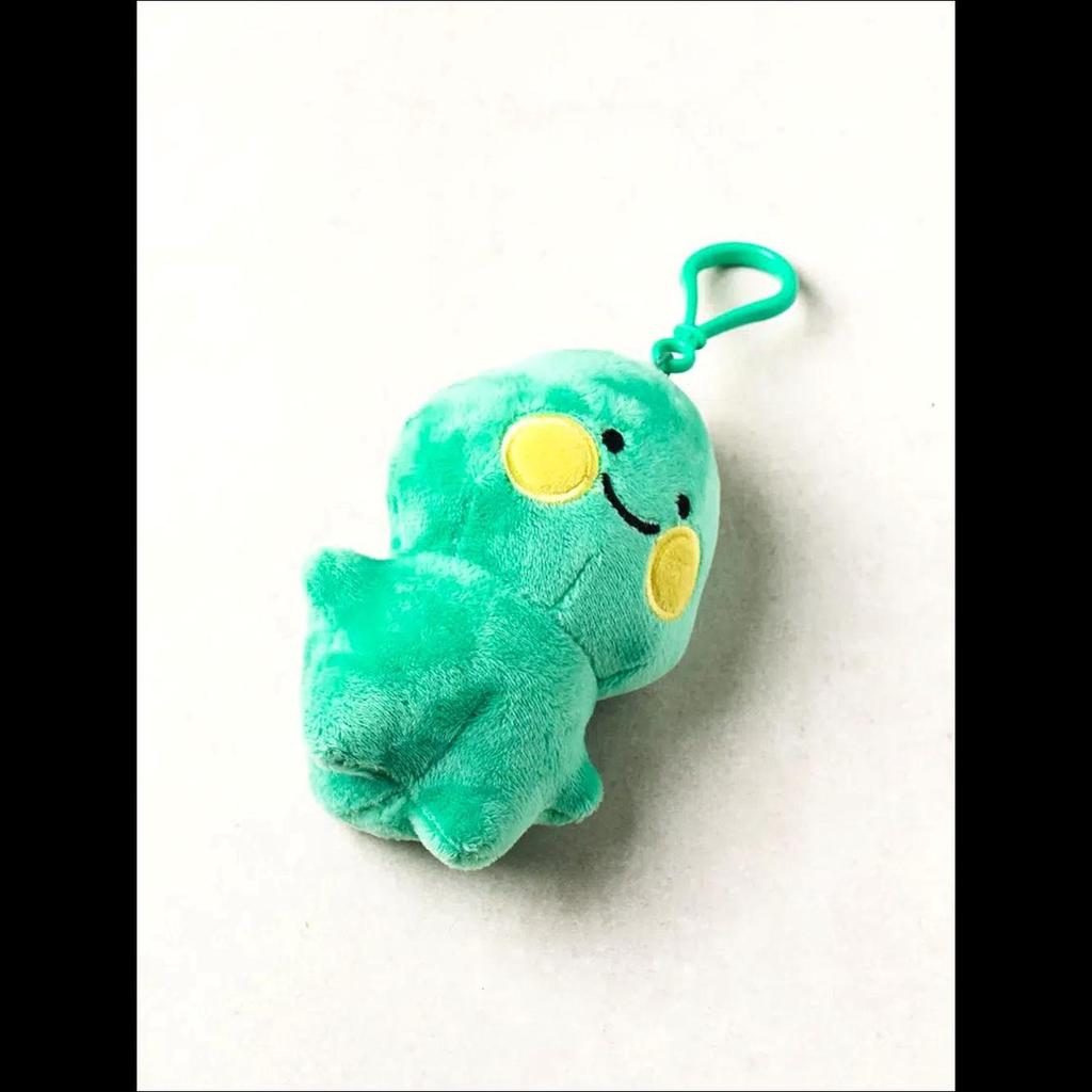 Cute Smiling Dinosaur Plush Keyring Bag Charm (green/blue)