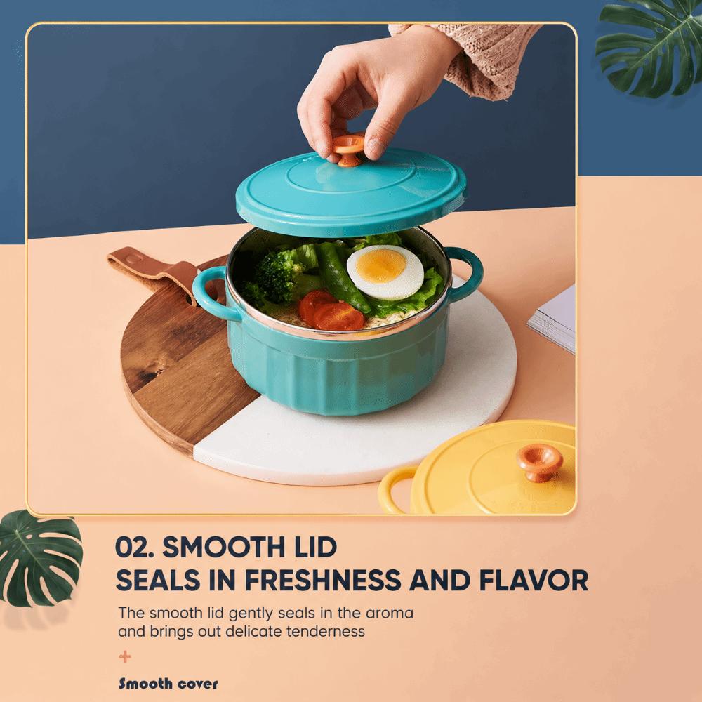 Heat-Insulated Double-ear Noodles Bowl Large Capacity Soup Mug Durable Ramen Bowl Travel Use