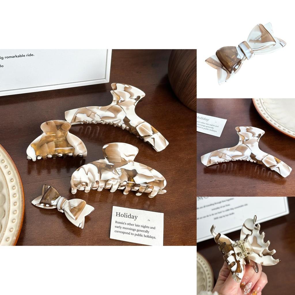 Sophisticated Acetate Hair Claw Clips In Vintage Milk Coffee Color For Chic Women's Hair Accessories