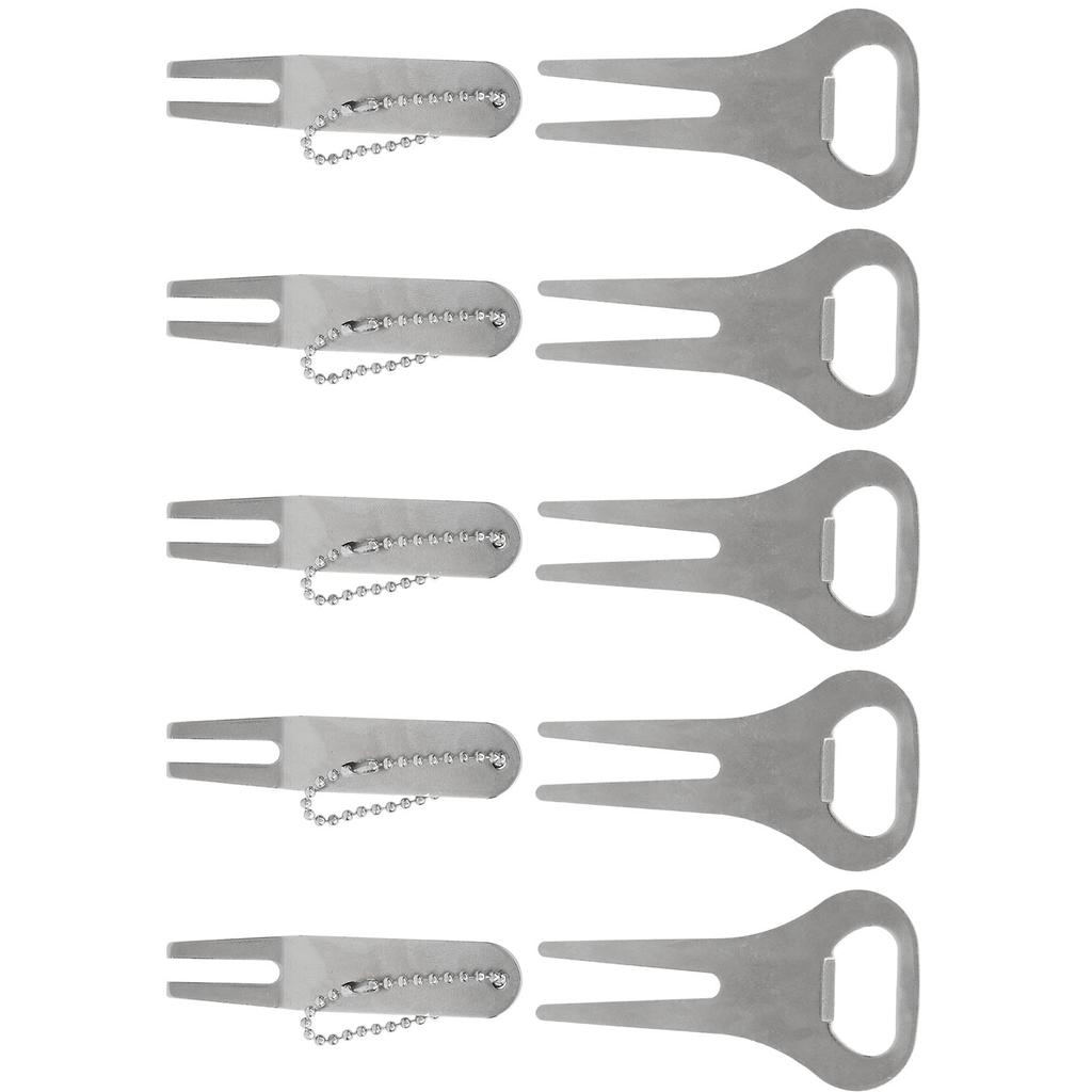 ZineAlloy Golf Divot Fork Repairing Tool with Beads String Round Head and Bend Head