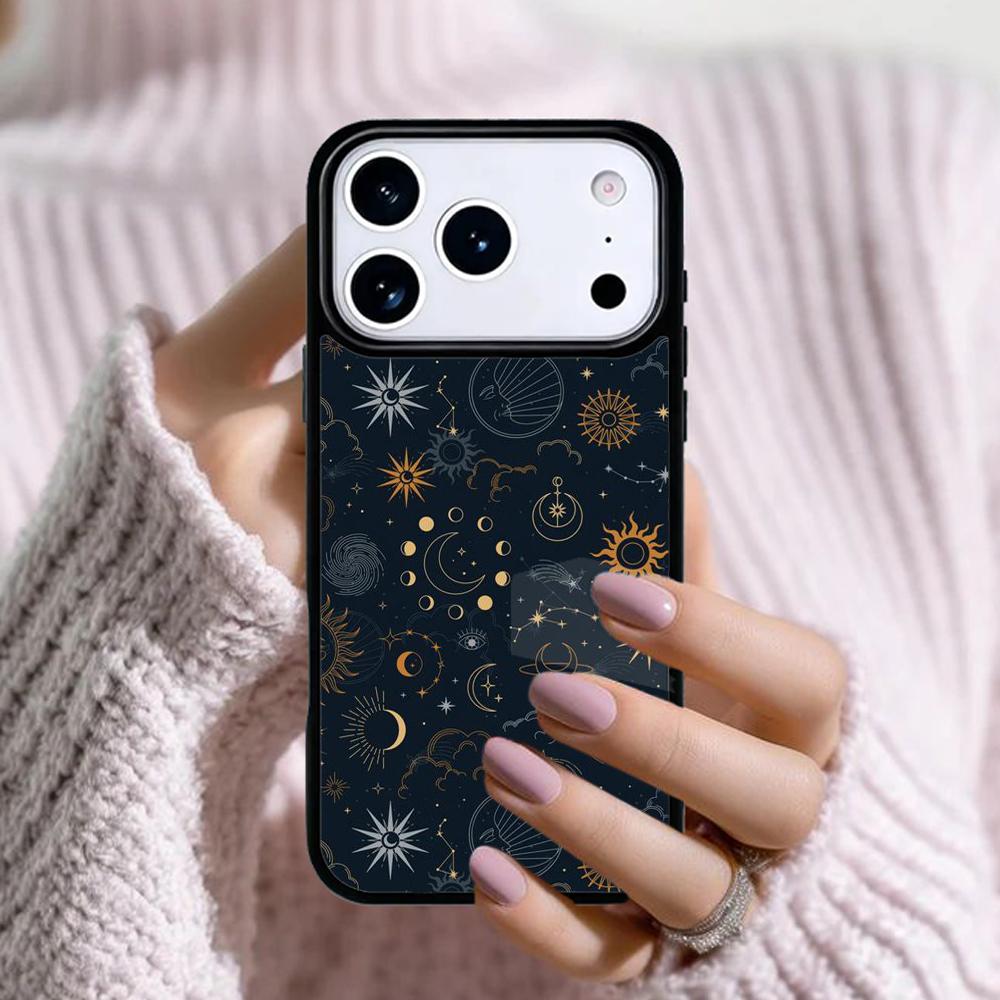 Himmlisches Mosaik Sonne Mond Handyhülle Für Apple iPhone 17 Air 16E 15 14 Plus 13 12 11 Pro Max Mini Funda Abdeckung
