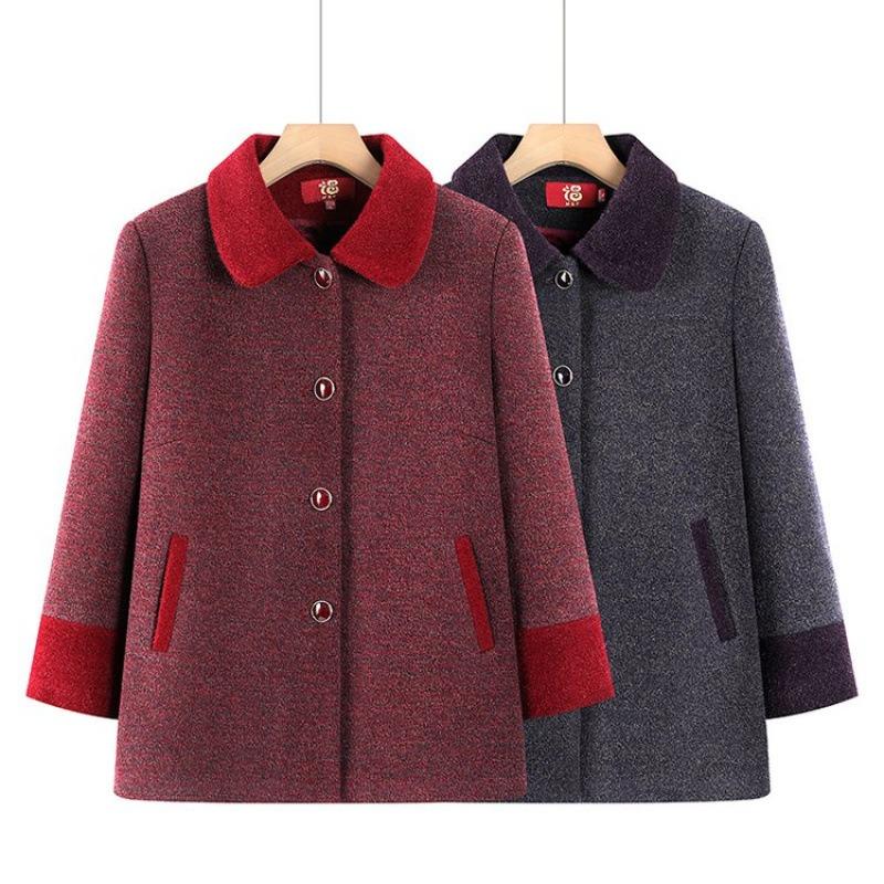 Winter woolen coat plush top thickened warm old lady clothes women
