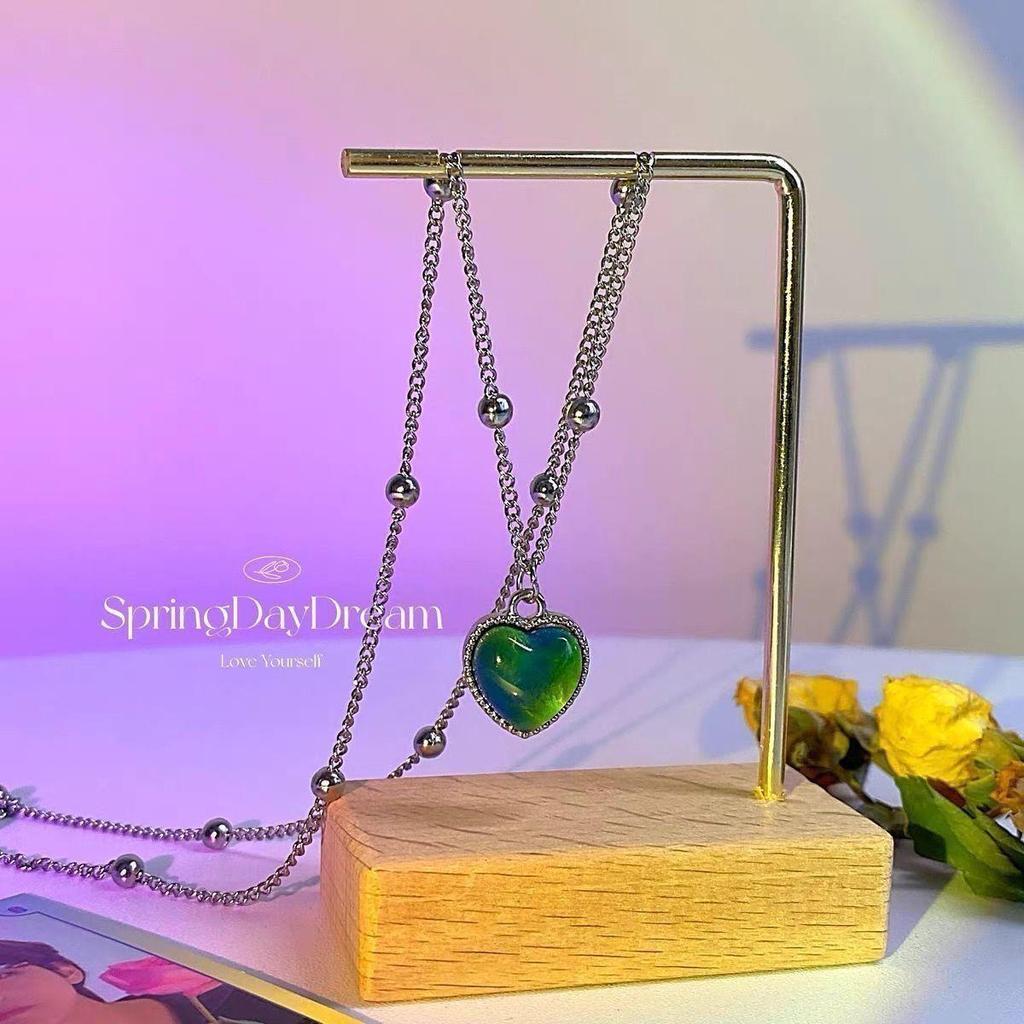 Termochromický náhrdelník lásky pro ženy – stylový řetízek klíční kosti s výklenkovým designem