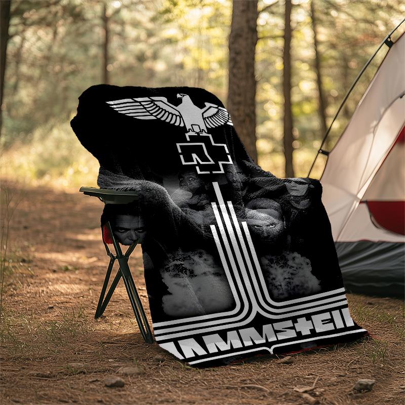 1pc Rammstein3 Theme Blanket - Digital Print, Polyester, Cozy for All Seasons, Perfect for Outdoor, Camping, and Travel