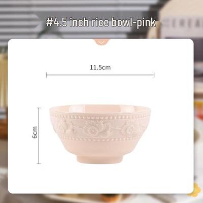 KANGMO Bols à riz en céramique rose gaufré, 4,5 pouces, Lot de 6