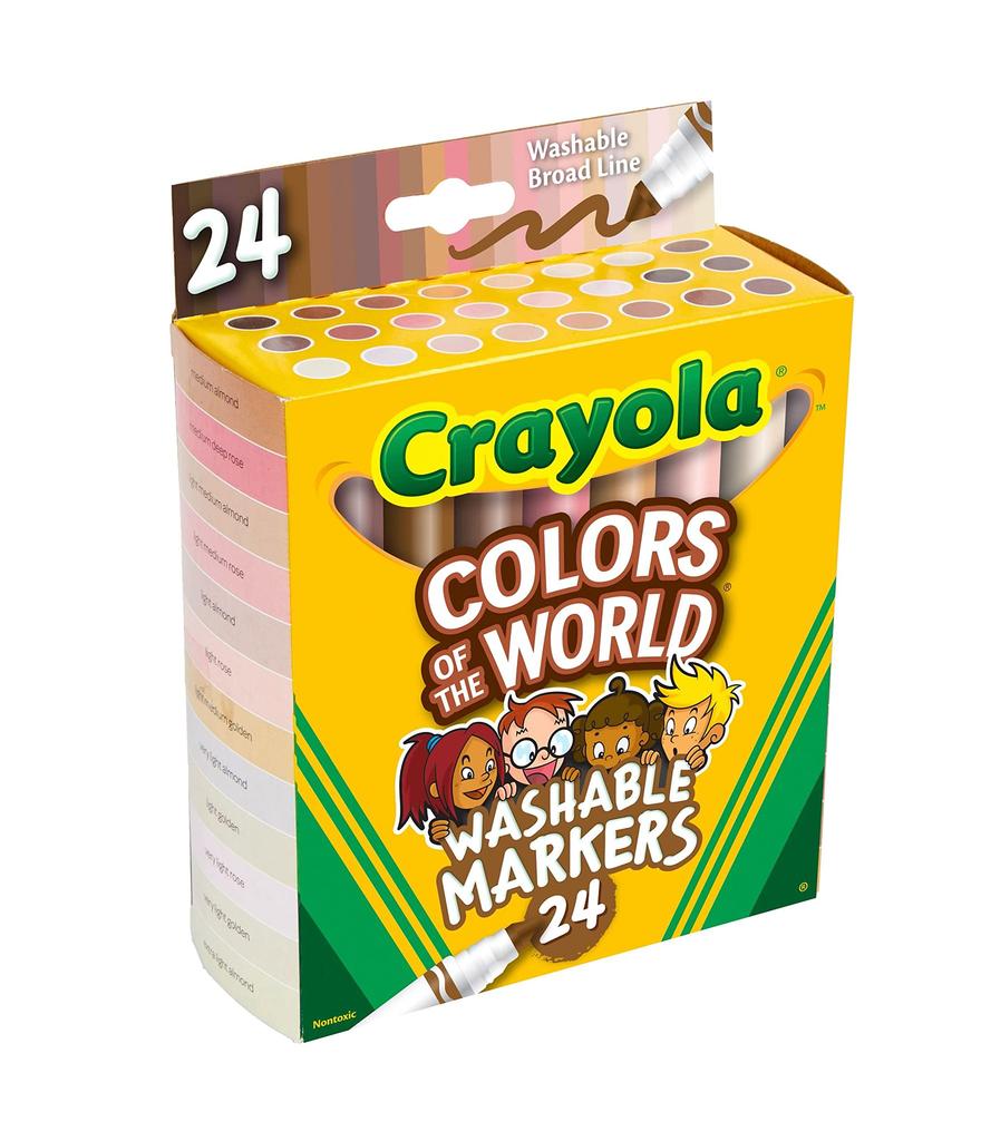 Crayola 24 Marker Colors of the Friends of the Authentic Markers, Colors, Water-Based, Skin-Tone Pens, World, World, 587802,