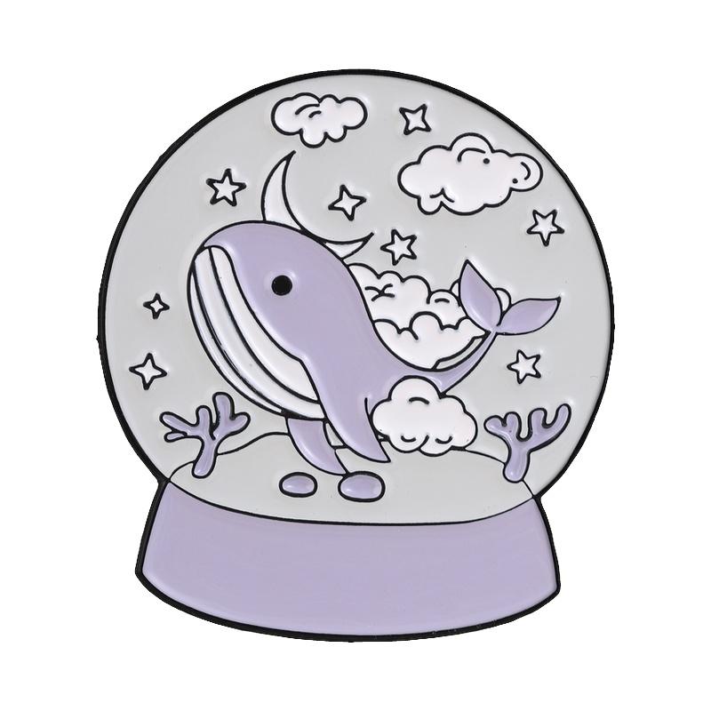 Xiaomi Cartoon Glitter Underwater Marine Creature Enamel Pin Cute Whale Dolphins Sharks Octopus Manta Ray Seahorse Badge Jewelry Brooch