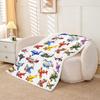 Various Cartoon Aircraft Biplane Jet Helicopter Clean White Background Pattern Flannel Throw Blanket, Warm Cozy Blanket