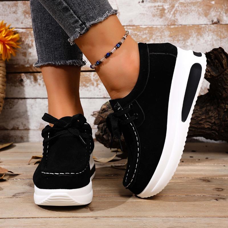 Cross-border foreign trade large size new European and American platform loafers front lace-up wedge heel casual outer shoes