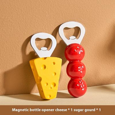 Niedlicher Flaschenöffner Kawaii kandierte Weißdornbeeren Käse Kühlschrankmagnete Heimdeko Küchenhelfer Flaschenöffner Barzubehör
