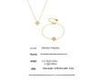 Qiong Yao 5A Zircon Four-Leaf Clover Clavicle Bracelet Set - European & American Style Stainless Steel Jewelry