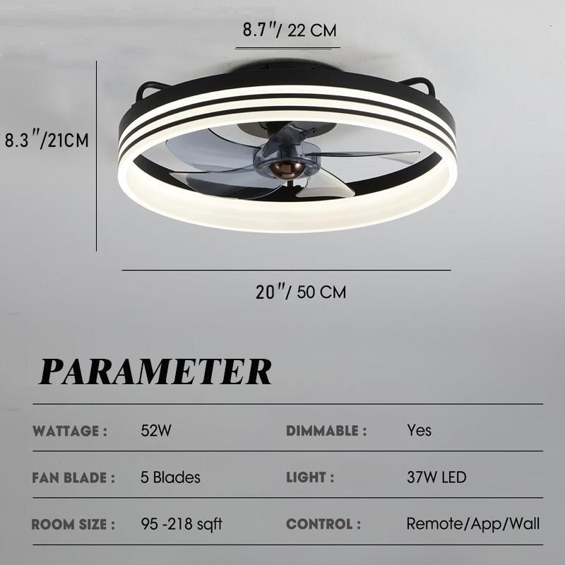 110-220V Modern Household Ceiling Fan Light Variable Frequency Energy-saving Ceiling Fan Lamp Restaurant Silent Electric Fan Light