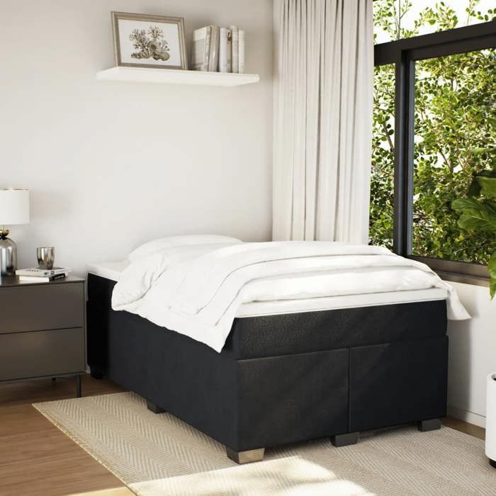 Exclusive House - Bed Slat Base with Mattress Black 120x200 Cm Velvet