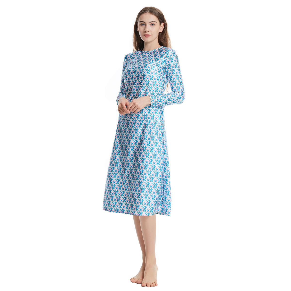 

Женский мусульманский купальный костюм с кепкой и принтом, купальник, пляжная одежда, женский купальник, костюм из 3 предметов, водонепроницаемая одежда для плавания с длинными рукавами XXXL небесно-голубой