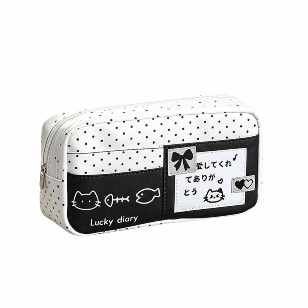 Multi-Layer Pencil Case Cat Pattern Stationery Bag Stationery Organizer Pen Bag Office