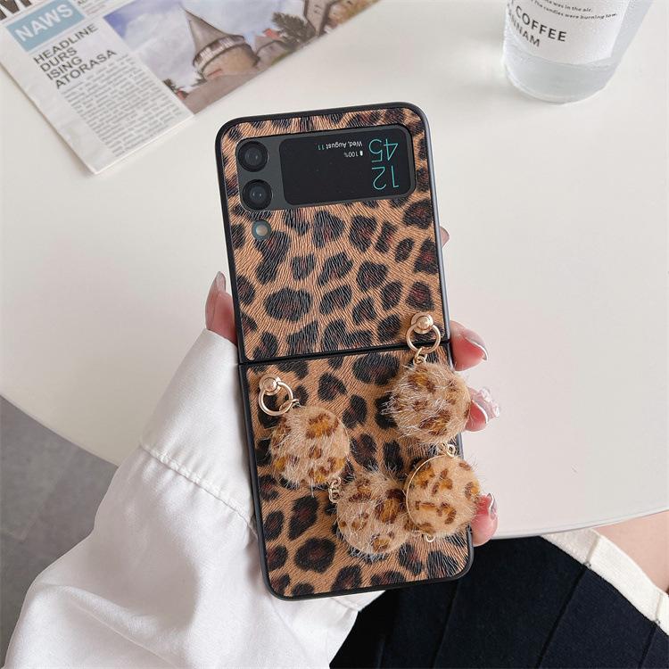 Applicable to Samsung ZFold3 plaid bracelet folding protective case zflip3 portable anti-drop leather case zflip4