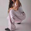 Women's Light Pink Side Stripe Wide Leg Sports Pants with Elastic Waist