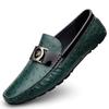 Green foot set Doudou shoes men's first-layer cowhide casual leather shoes one-pedal lazy shoes soft-soled young men's loafers