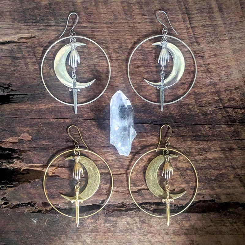 Crescent Tassel Sword Earrings - Retro Handcrafted Design
