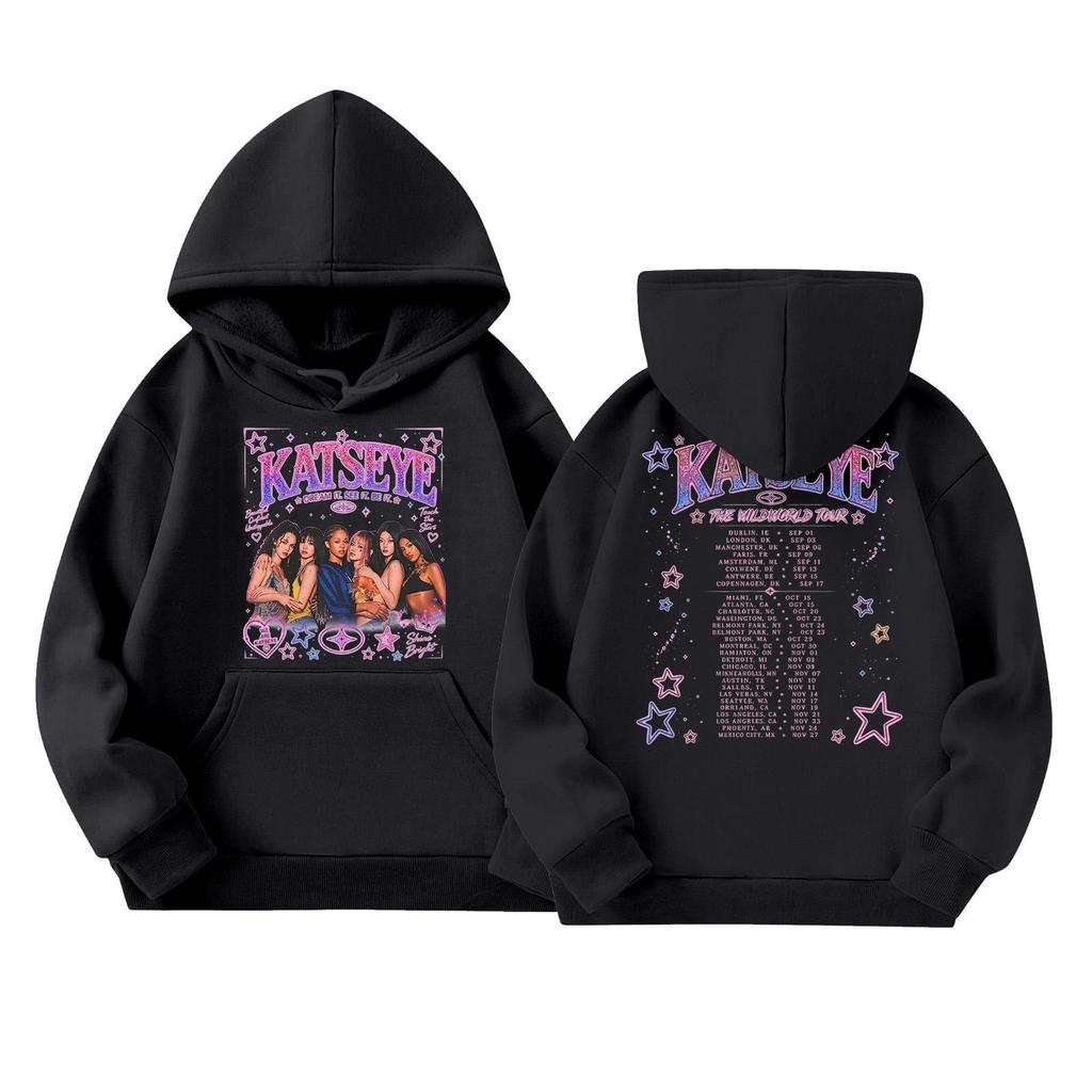 Girls' Fashion Long-Sleeve Hooded Sweatshirt with Print and Pockets
