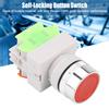 Self Locking Flat Head Red Push Button Switch 22mm Mount LAY3711BNZS