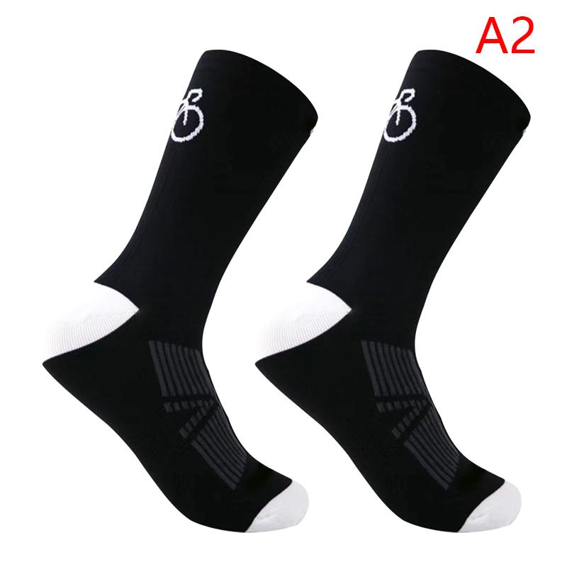 

Профессиональные носки для велоспорта с длинными трубками для мужчин и женщин, для спорта на открытом воздухе, быстросохнущие, всесезонные, носки для велосипедистов, носки для бега A2 чёрный