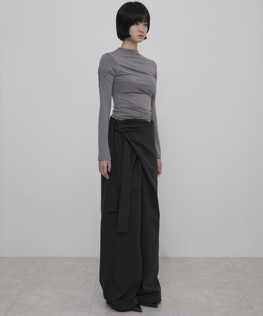 Peulleeoeob Layered Wrap Trousers (Fl-255_Black)