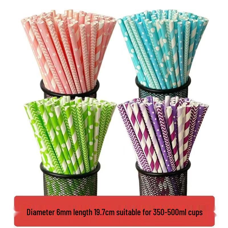 Disposable Biodegradable Striped Paper Straws