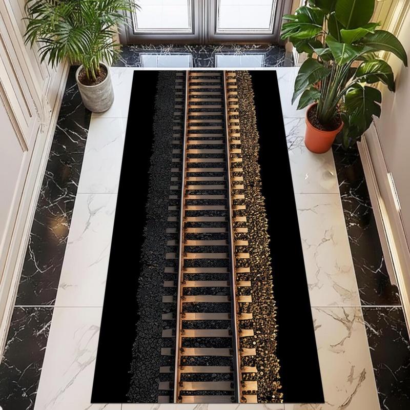 

Train Track Runner Rug Track Sleeper Printed Carpet Non Slip Door Mat for Living Room Entrance Bedroom Decoration Carpet 40X120CM