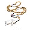 Wooden for Cross Rosary Necklaces Bead Hanging Christian Pendant for Women Men Religious Praying Jewelry Gift D57B